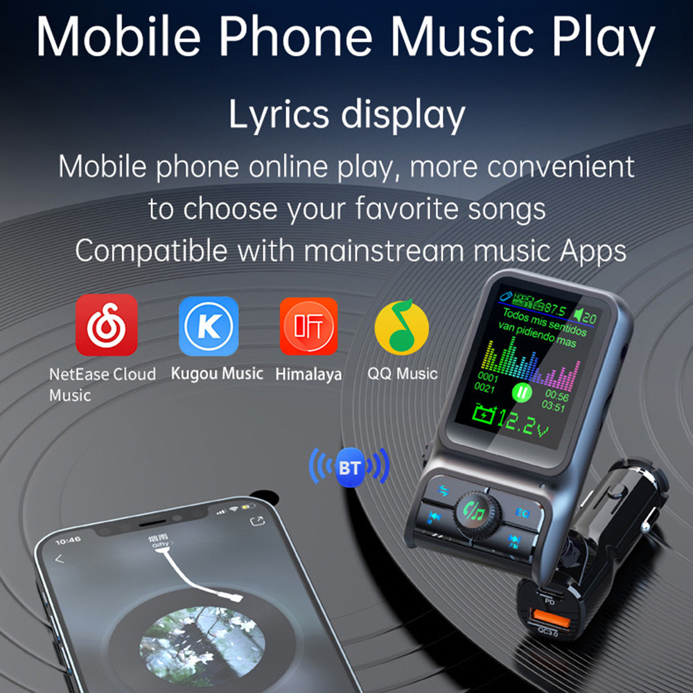 BC85 Car Bluetooth Player QC3.0/PD Fast Charger 1.77" Color Screen Car FM Transmitter Support EQ Sound Adjustment BC85 Car Bluetooth Player QC3.0/PD Fast Charger 1.77" Color Screen Car FM Transmitter Support EQ Sound Adjustment